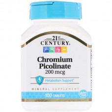 21st Century Chromium Picolinate 200mcg 100таб