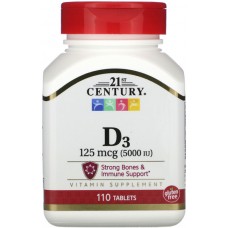 21st Century Vitamin D-3 125 мкг (5000МЕ) 110таб