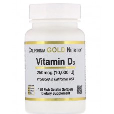 California Gold Nutrition Vitamin D3 10 000 МЕ 120 рыбно-желатиновых капсул