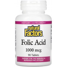 Купить Natural Factors Folic Acid 1000 мкг 90 таб