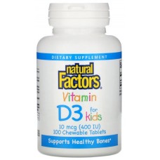 Natural Factors Vitamin D3 400ME (10mcg) 100 жев.таб  клубника