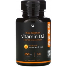 Sports Research Vitamin D-3 с кокосовым маслом 250 мкг (10000ME) 120 капс