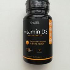 Sports Research Vitamin D-3 с кокосовым маслом 125mcg (5.000ME) 30капс