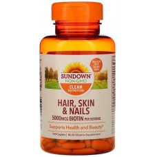 Купить SUNDOWN Clean Nutrition Hair,Skin & Nails Biotin 5000 мкг 120 капс